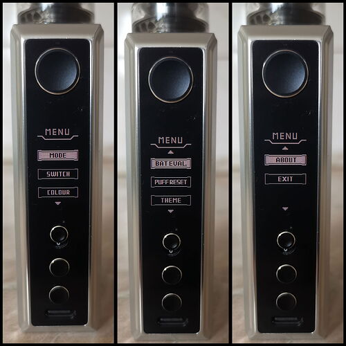 Voopoo Drag 5 - Menu items