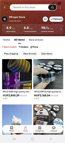 Shows the page of an online store called 3Rvape Store, which sells various high-quality vaping accessories with customer reviews and prices. (Generated by AI)