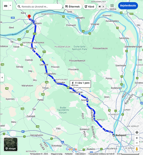 Kiindulás Budapest Cél Párkány-Szlovákia