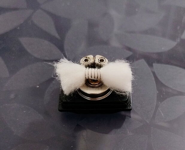 Vandy Vape Nova AIO - Nova RBA on 3mm inner diameter with 6 wraps Kanthal wicked with Cotton Cloud's cotton