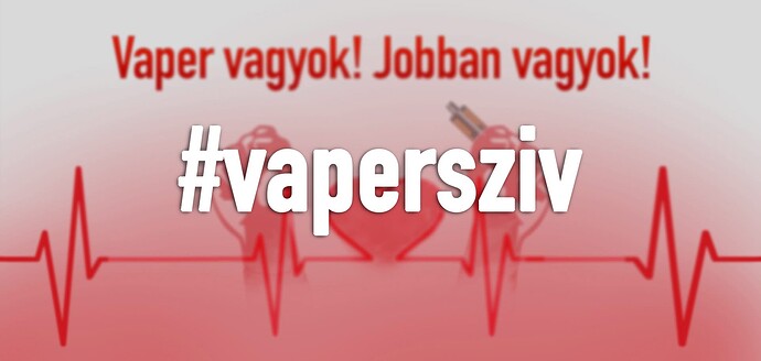 Az kép egy elektromos cigarettázást támogató üzenetet mutat, mely szerint "Vaper vagyok! Jobban vagyok!" és a #vapersziv hashtag jelenik meg. (Feliratozva AI-val)
