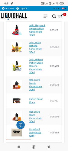 Az oldalon különböző 30 ml-es aroma koncentrátumok és egy ajándék napszemüveg érhetők el megvásárlásra. (Feliratozva AI-val)