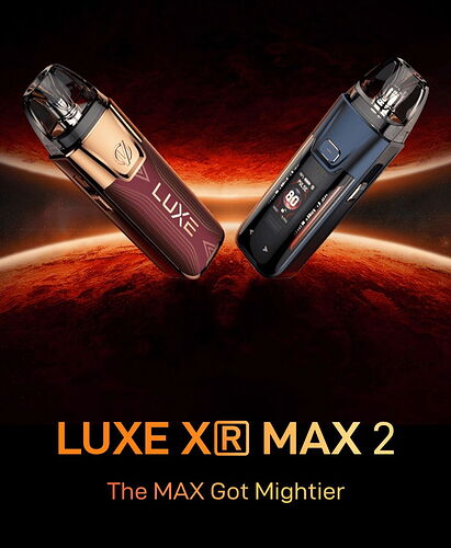 Az image egy LUXE XR MAX 2 elektromos cigit mutat be, kiemelve annak erőteljes teljesítményét. (Feliratozva AI-val)