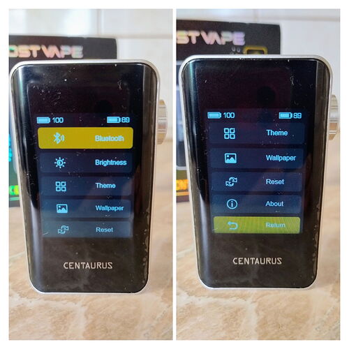 Lost Vape Centaurus BT200 - Menu