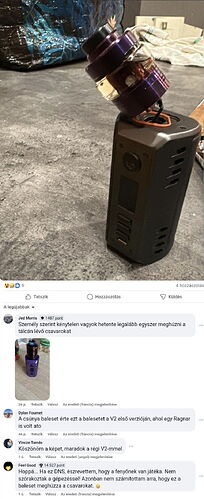 A damaged or twisted vape device is visible in the picture, commented on for its distorted structure or damaged parts. (Subtitled by AI)