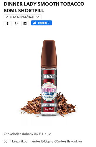 A 50ml bottle of Dinner Lady Smooth Tobacco tobacco-flavored, nicotine-free E-Liquid is shown in the picture, which has a chocolate tobacco flavor. (AI-generated caption)