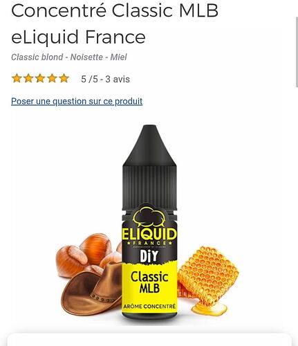 ELIQUID France Concrété Classic MLB eLiquid is a DIY aroma concentrate that contains hazelnut and honey flavors. (Subtitled by AI)