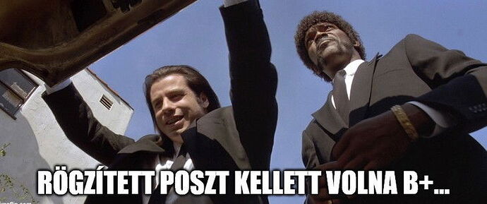 The picture shows two men in suits, photographed from a low angle, and on the picture, a Hungarian inscription can be read, which says: "It should have been a pinned post B+...". (Subtitled with AI)