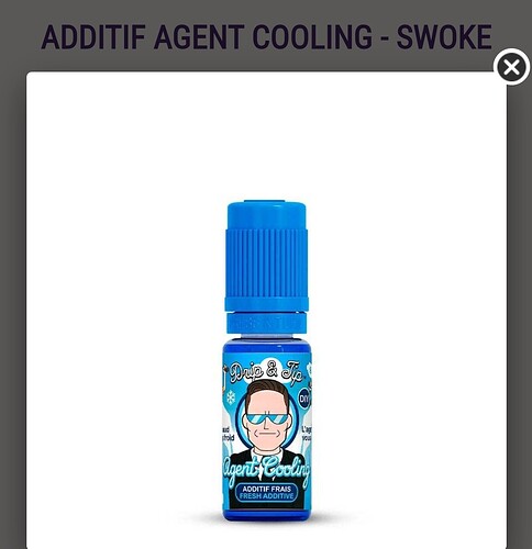 The image shows a bottle of 'Agent Cooling', a refreshing additive with a blue cap, featuring a cartoon figure wearing sunglasses. (AI-generated caption)