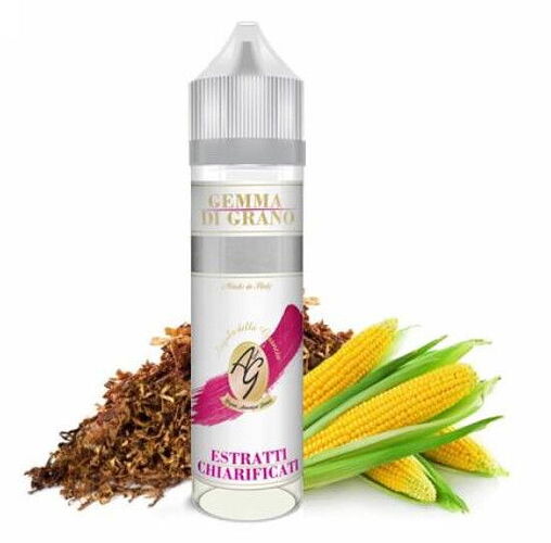 A bottle of perfume or fragrance concentrate, with tobacco and corn cobs placed in front of it. (Annotated by AI)