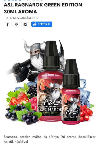 The picture shows A&L Ragnarok Green Edition 30ml flavor, which tastes of strawberry, blackberry, raspberry, and blueberry, and a Viking-like figure stands in the background. (Subtitled with AI)