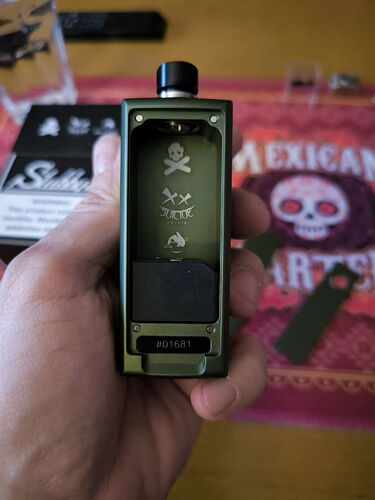 A green vape device is shown in the image, with skull and skeleton motifs on its sides. (Autogenerated by AI)