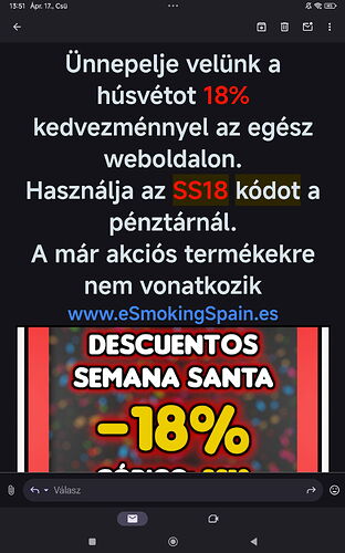 Az image egy húsvéti akciót hirdet, amely 18% kedvezményt kínál az egész weboldalon a SS18 kód használatával, kivéve a már akciós termékeket. (Feliratozva AI-val)