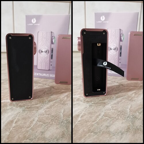 Lost Vape Centaurus M100 - Side Panel Underneath Plastic Cover and Battery Compartment