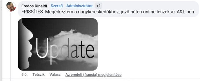 The image shows an update where Fredos Rinaldi announces that it will be online next week on the A&L platform. (Subtitled with AI)