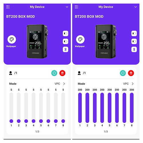 Lost Vape Centaururs BT200 - VPC setting in the app