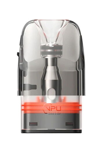 An electronic cigarette or vape cartridge is visible in a transparent plastic case in the picture, showing its internal heating element and silicone seal. (Caption by AI)