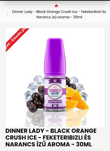 The picture shows a 30 ml Dinner Lady Black Orange Crush Ice flavor concentrate, which tastes of elderflower and orange. (Subtitled by AI)